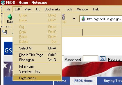 Netscape 6 Edit to Preferences Menu - Image