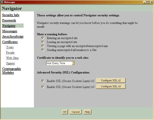 Netscape Navigator 4 Enable SSL Image